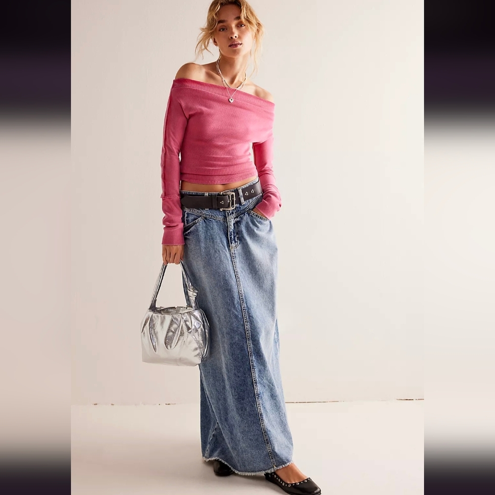 We The Free Come As You Are Denim Maxi Skirt
